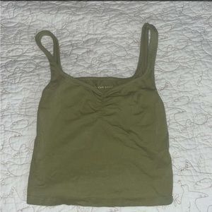 American Eagle cropped fitted green tank